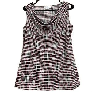 Liz Claiborne Women’s Multi Polka Dotted Print Drape Neck Casual Summer Top Sz-M